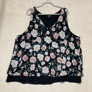 TORRID Chiffon Double Layer Sleeveless Top Black Floral Size 4X